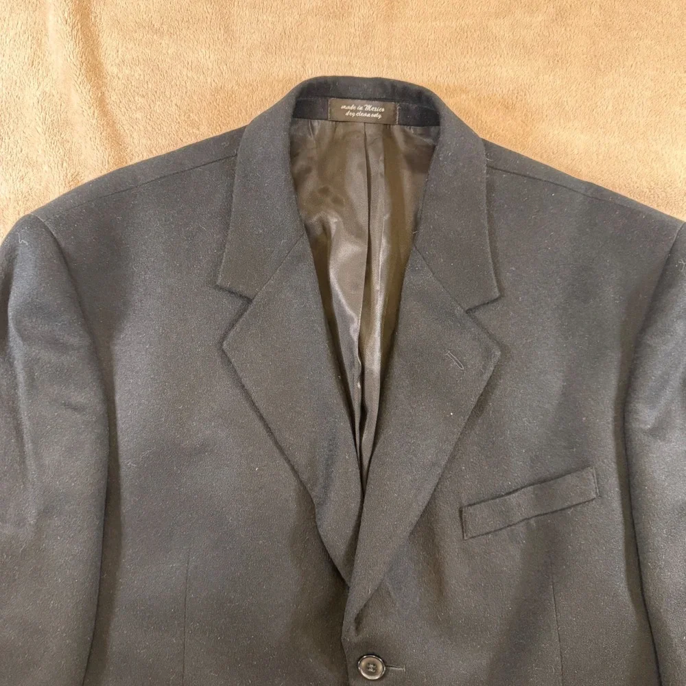 Executive 100% Cashmere Italian Fabric Blazer Jacket Black Sport Coat  SZ 44L